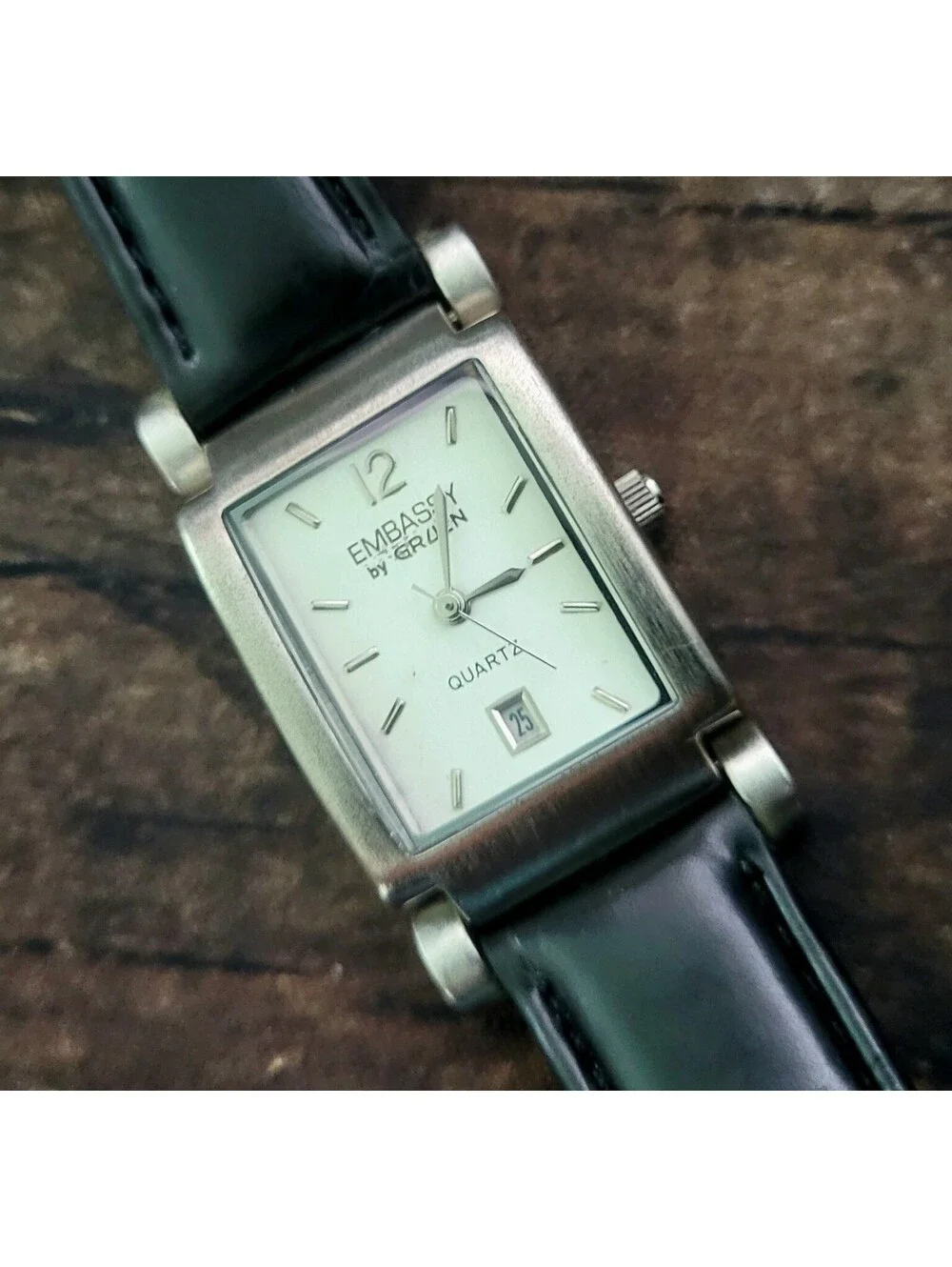 Rare Embassy Gruen Vintage Women's Hinged Lug Tank Watch